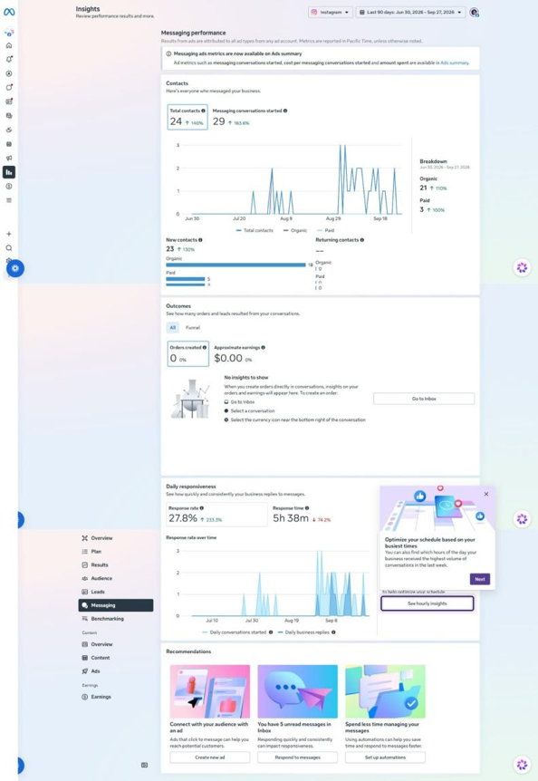 Screenshot — Instagram Insights: Audience Growth
